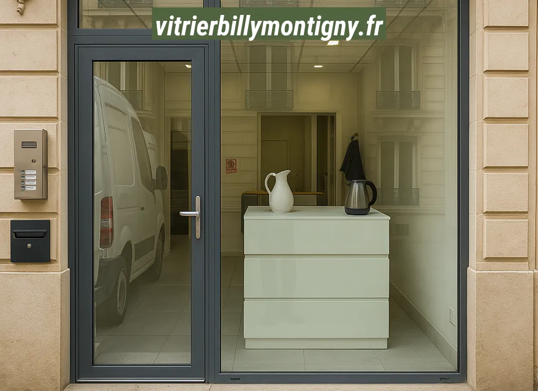 Façade vitrine de magasin en aluminium sur mesure à Billy-Montigny